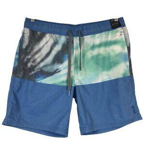 VALOR - MEN'S LARGE - BLUE ELASTIC WAIST COTTON BLEND SHORT LENGTH SWIM TRUNKS